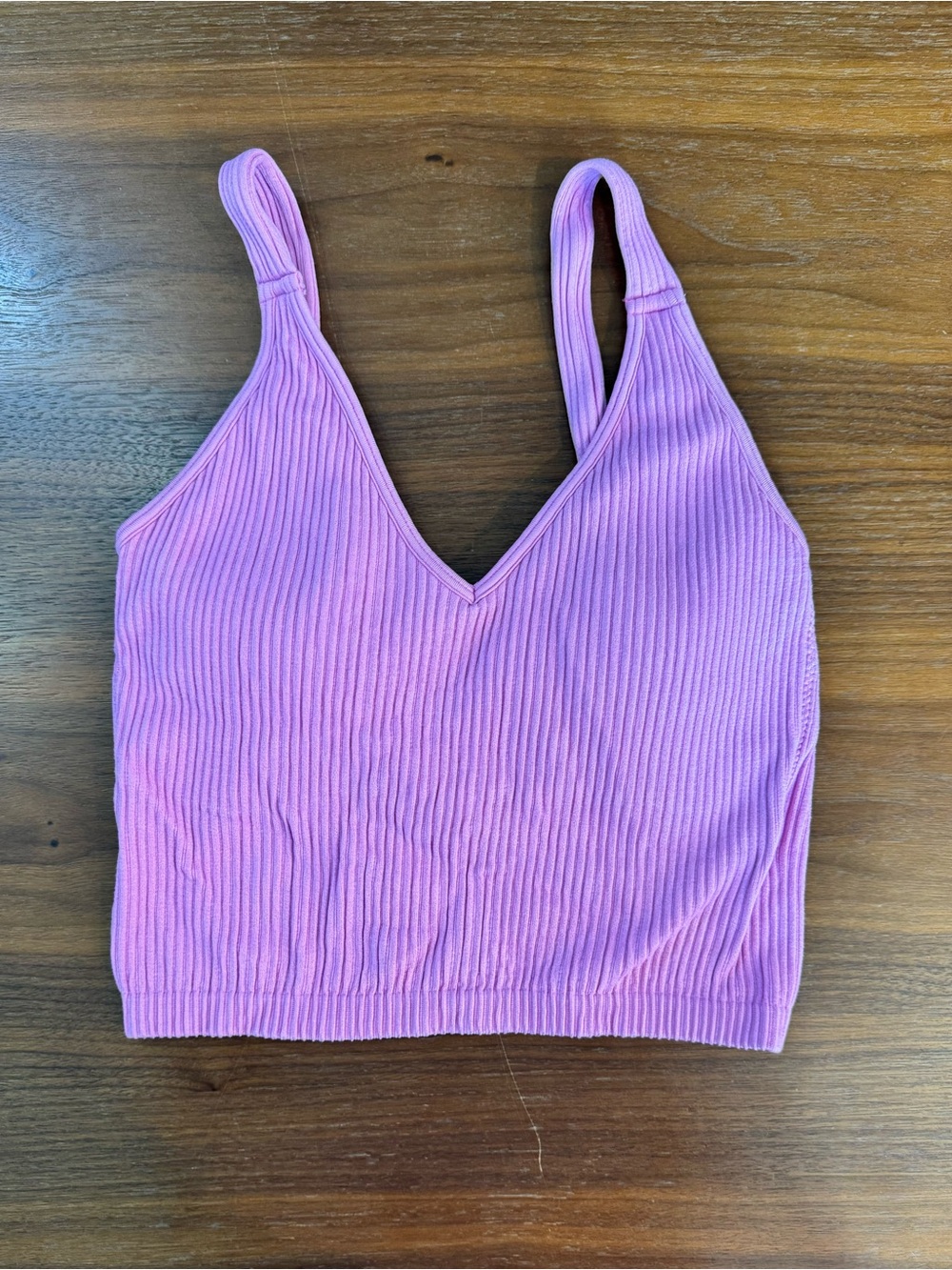 Wishlist Lavender Pink Ribbed V-Neck Padded Cropped Tank